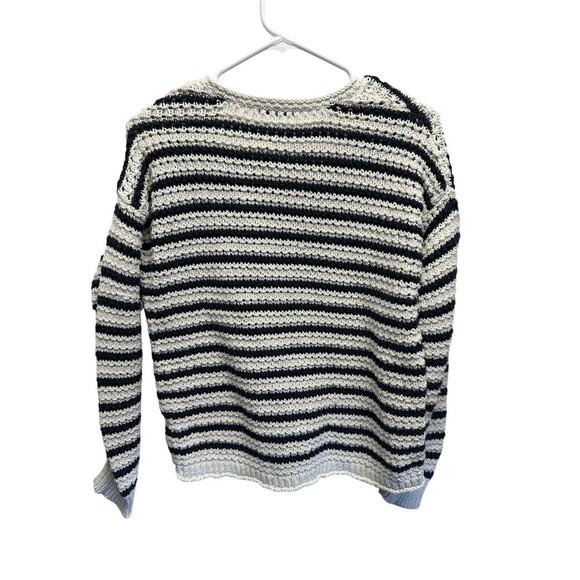 Madewell Knit Crochet Pullover Blue White Nautical Sweater Small - Picture 7 of 8